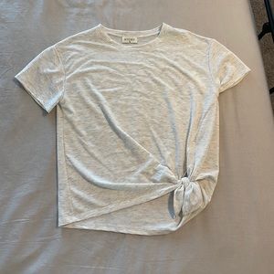 White/Grey Heathered Tee with Tie